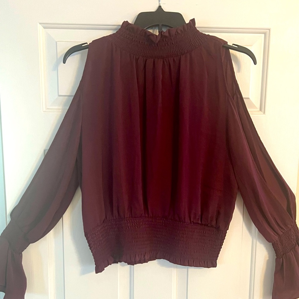 Soft ruffle high neck blouse